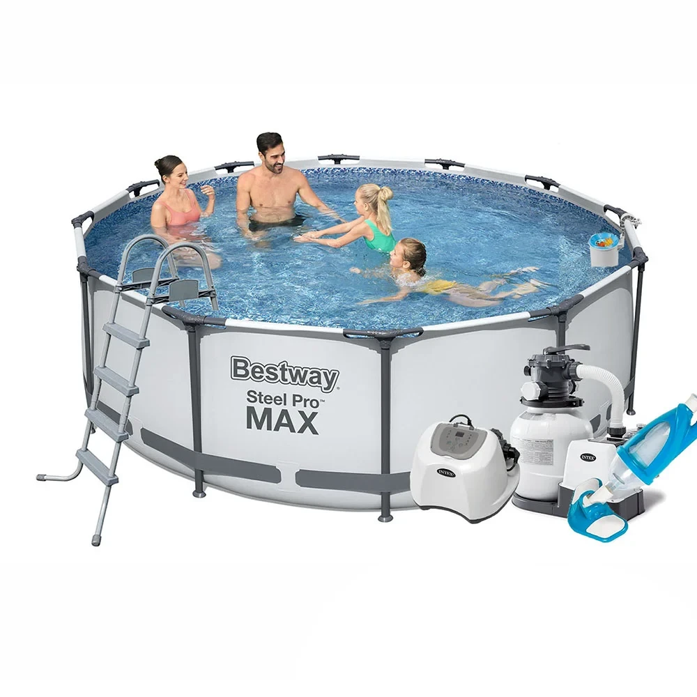 Каркасний басейн Bestway 56420-10, 366 х 122 см (7 г/год, 7 900 л/год, драбина, тент, підстилка, набір для