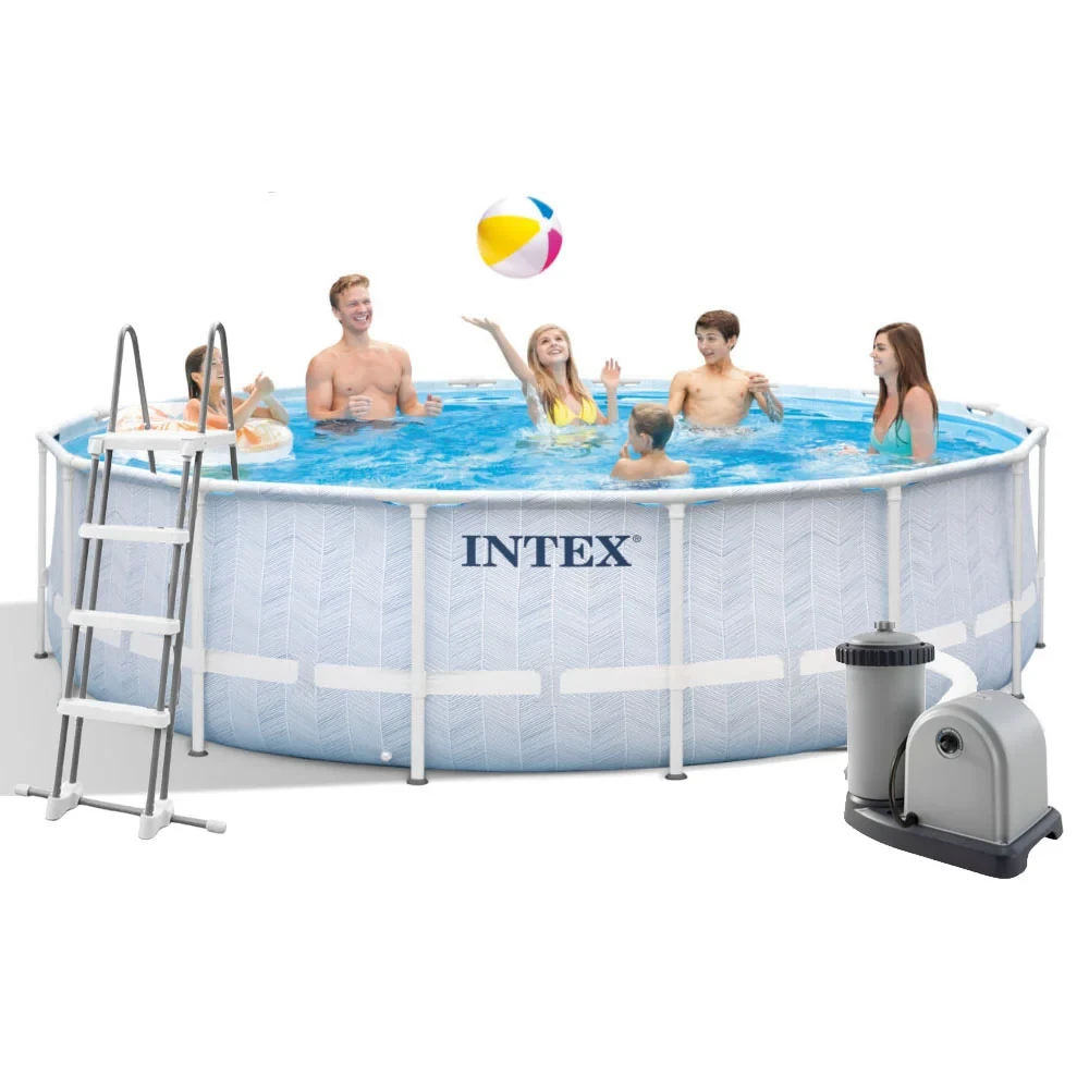 Каркасний басейн Intex 26746, 488 х 122 см (5 678 л/год, драбина, тент, підстилка)