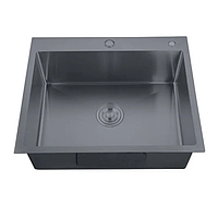 Мойка кухонная Zerix ZH5050-215 Nano-Black (3.0/0.8) 500Х500 из нержавеющей стали цвет графит (MX1582)