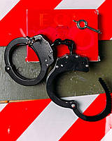 Справжні сталеві наручники для поліції Чорні ПП7556