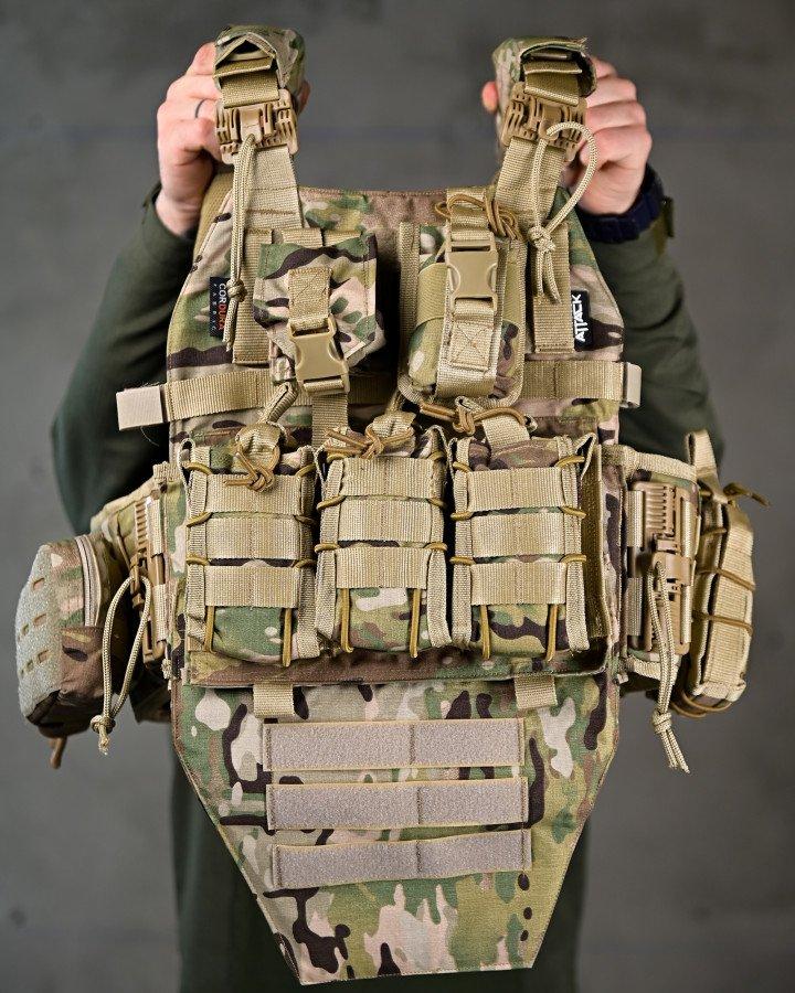 Якісна плитоноска 4 скидання з наплечником Attack мультикам ПП7563, фото 1