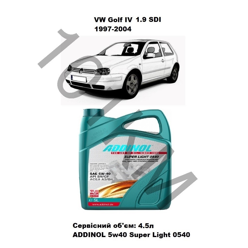 Комплект оливи в двигун VW Golf IV 1.9 SDI (1997-2004) Addinol, фото 1