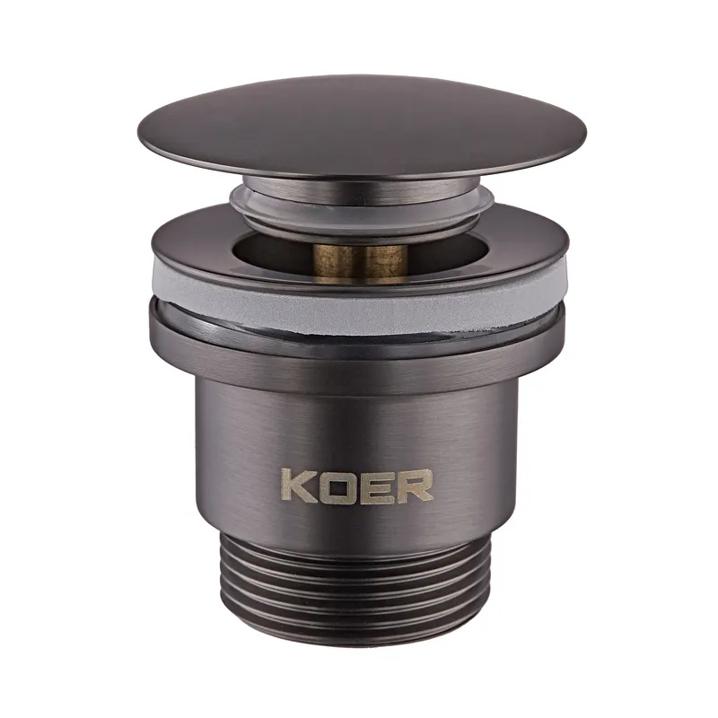 Донний клапан для умивальника Koer PW-01-07 1 1/4'' (кнопка) (Графіт) (KR3404)