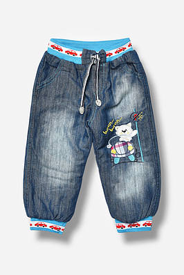 Джинси дитячі для хлопчика синього кольору зима на хутрі р.2 203432T Безкоштовна доставка