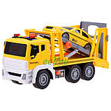 Іграшка евакуатор з машинкою таксі інерційний 30 см Жовтий (59102), фото 2