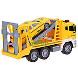 Іграшка евакуатор з машинкою таксі інерційний 30 см Жовтий (59102), фото 3