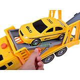 Іграшка евакуатор з машинкою таксі інерційний 30 см Жовтий (59102), фото 4