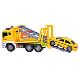 Іграшка евакуатор з машинкою таксі інерційний 30 см Жовтий (59102), фото 5