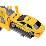 Іграшка евакуатор з машинкою таксі інерційний 30 см Жовтий (59102), фото 6