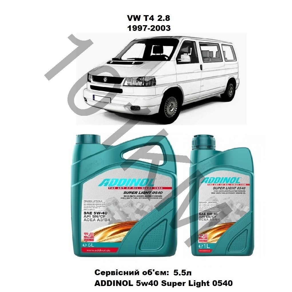 Комплект оливи в двигун VW T4 2.8 (1997-2003) Addinol, фото 1