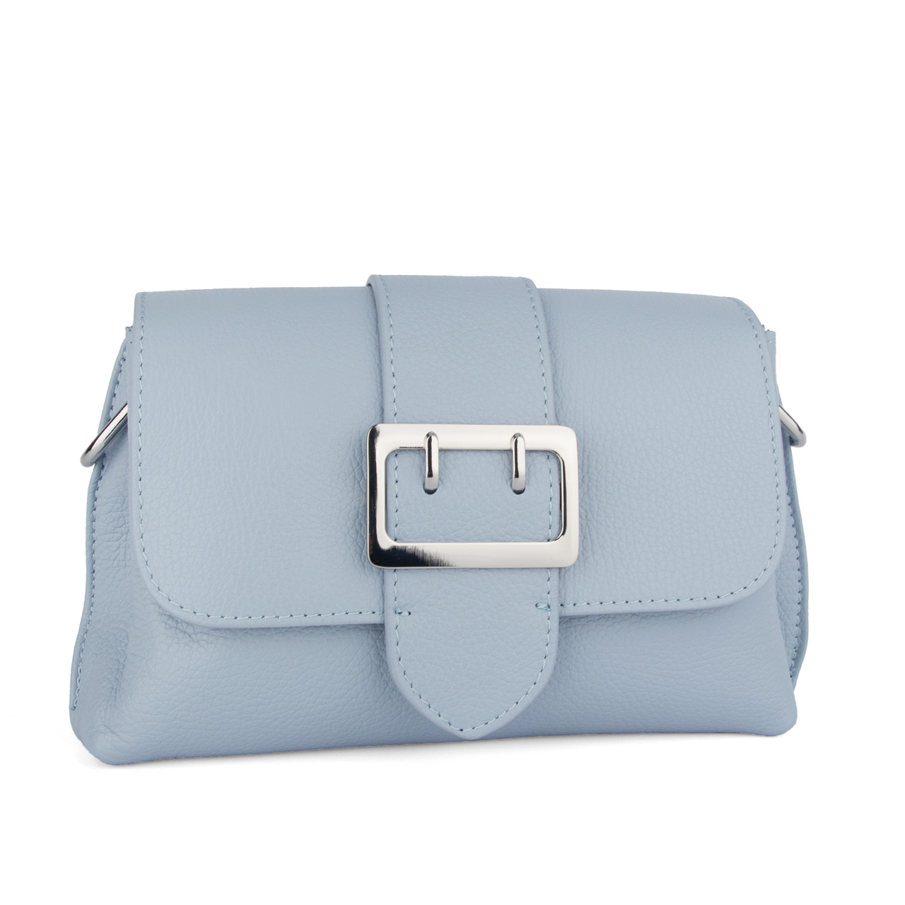 Сумка-клатч жіноча шкіряна з пряжкою Virginia Conti 02601 блакитна