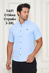 Приталена сорочка Palmen з коротким рукавом (варений котон), стійка