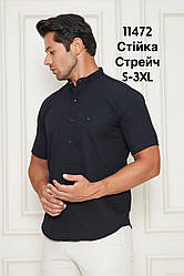 Приталена сорочка Palmen з коротким рукавом (варений котон), стійка