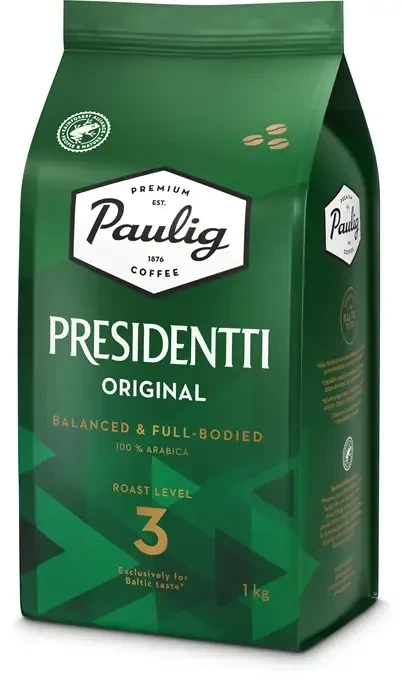 Кава в зернах Paulig Presidentti Original Espresso 1 кг Фінляндія Еспресо