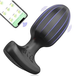 Силіконова анальна пробка з вібрацією й дистанційним керуванням PlugX, 9 режимів, чорна