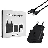 Мережевий зарядний пристрій Samsung GaN 25W Type-C швидка зарядка Super Fast Charge + кабель Type-C Black