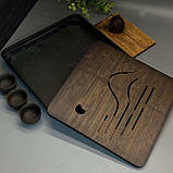 Чабань (Чайна дошка) дерев'яна квадратна «Місячна ніч» Темне дерево, фото 2