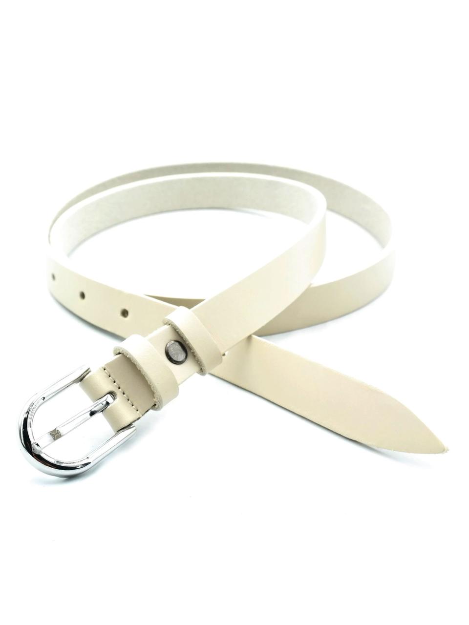 Жіночий шкіряний ремінь 1,8 х 100-120 см Weatro Молочний, фото 1