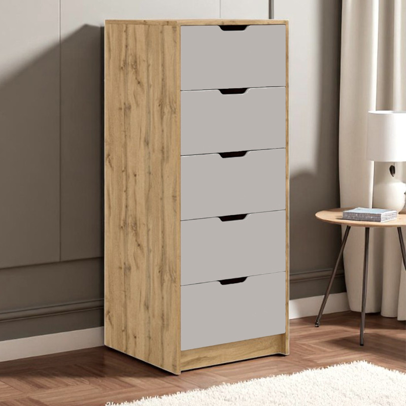 Комод 5 Teenager, високий комод на 5 шухляд Сірий, фото 1