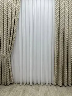 Штора з візерунком "Скандинавія" преміум якості, колір світло-бежевий