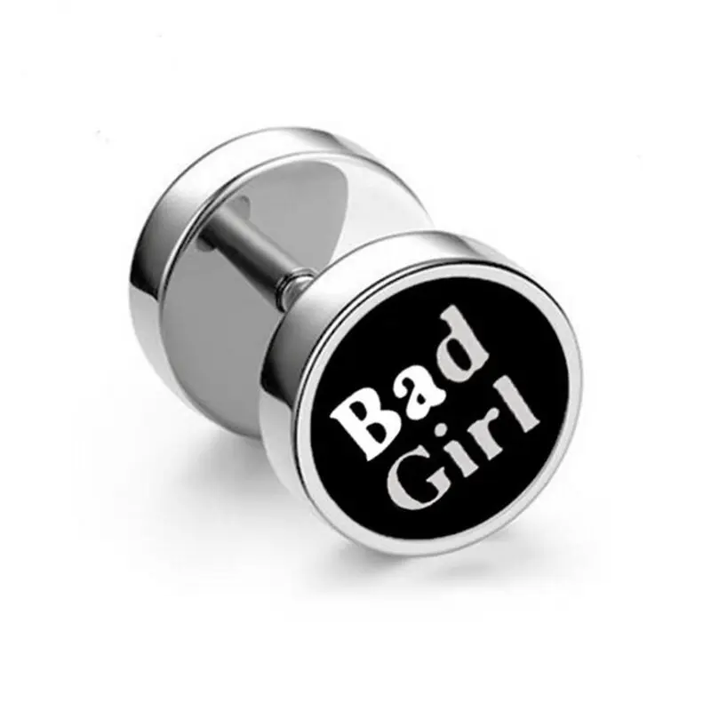 Серьги-штанги Bad Girl панк готичні круглі жіночі 1шт, фото 1
