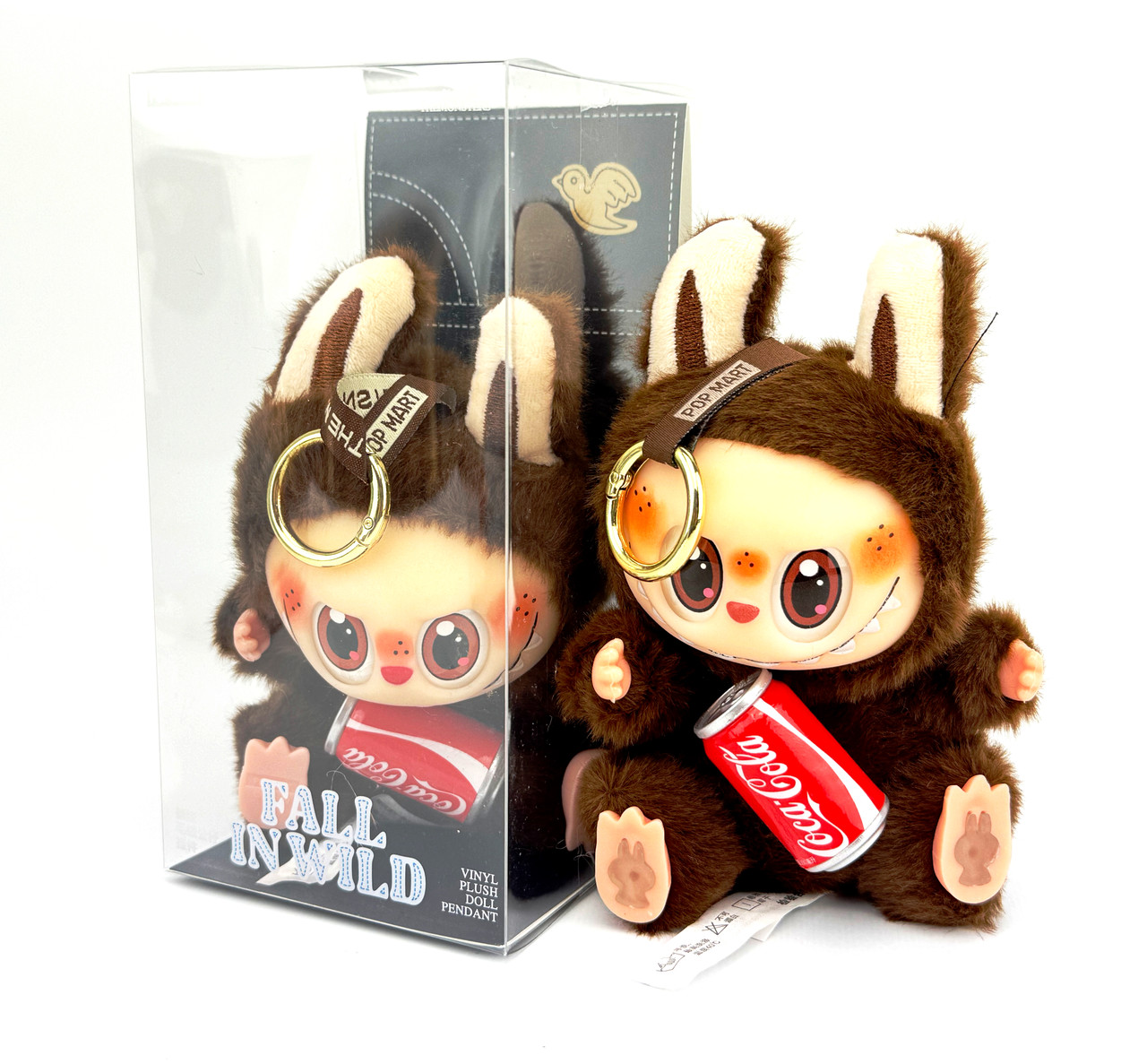 М'яка Іграшка Брелок Лабубу з Кока-Колою Коричневий 16 см – POP MART The Monsters Оригінал LABUBU Coca-Cola, фото 1