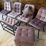 М'які стільці GARDA зі спинкою із рожевого велюру топ на металевому чорному каркасі, фото 5