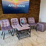 М'які стільці GARDA зі спинкою із рожевого велюру топ на металевому чорному каркасі, фото 7