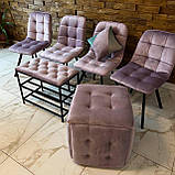 М'які стільці GARDA зі спинкою із рожевого велюру топ на металевому чорному каркасі, фото 8