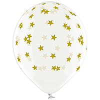 Латексна кулька BELBAL 12"(30 см) Зірки маленькі золотисті