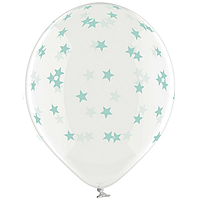 Латексна кулька BELBAL 12"(30 см) Зірки маленькі м'ятні