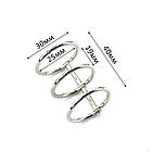 Металеві потрійні кільця для блокнота 2шт Срібло 40мм*25мм KMX078, фото 3