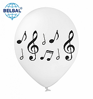 Латексна кулька BELBAL 12"(30 см) Ноти на білому