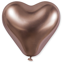 Латексна кулька Gemar 12"(30 см) #096 Серце Shiny Rosegold | Хром рожеве золото