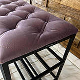 Банкетка з полицями для взуття 60 см з рожевого велюру на металевому чорному каркасі, фото 4