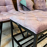 Банкетка з полицями для взуття 60 см з рожевого велюру на металевому чорному каркасі, фото 2