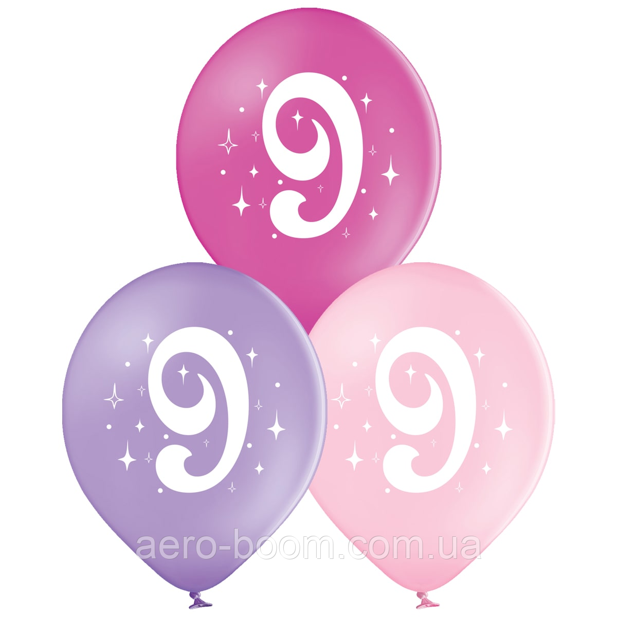 Латексна кулька BELBAL 12"(30 см) Цифра 9 (дівчинка), фото 1