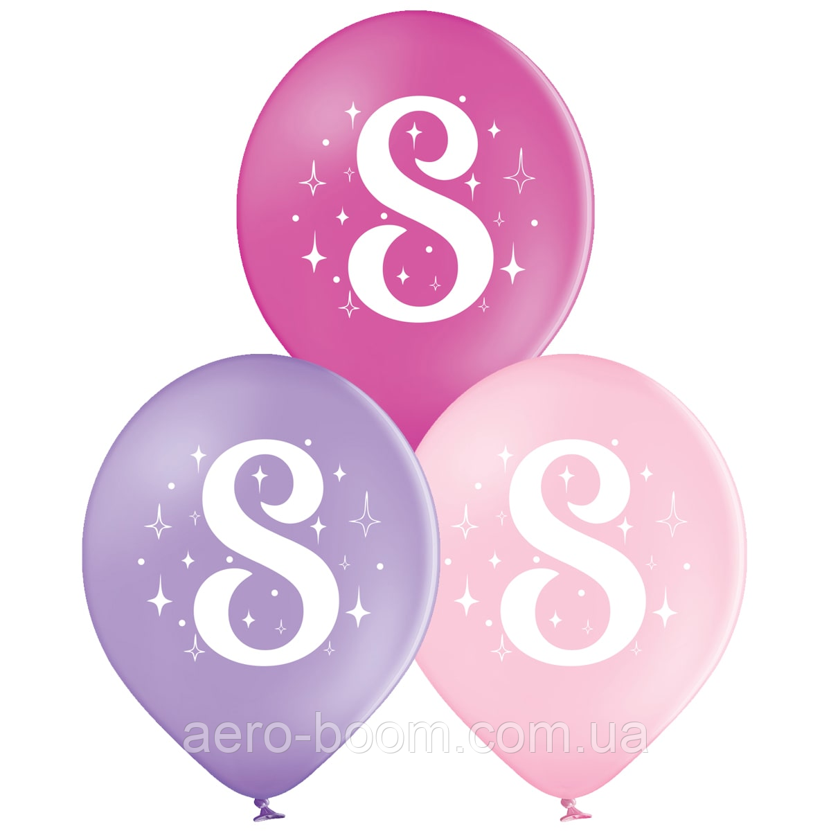 Латексна кулька BELBAL 12"(30 см) Цифра 8 (дівчинка), фото 1