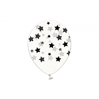 Латексна кулька BELBAL 12" (30 см) Зірки чорні на прозорому