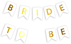Гірлянда паперова "BRIDE TO BE" золото на білому