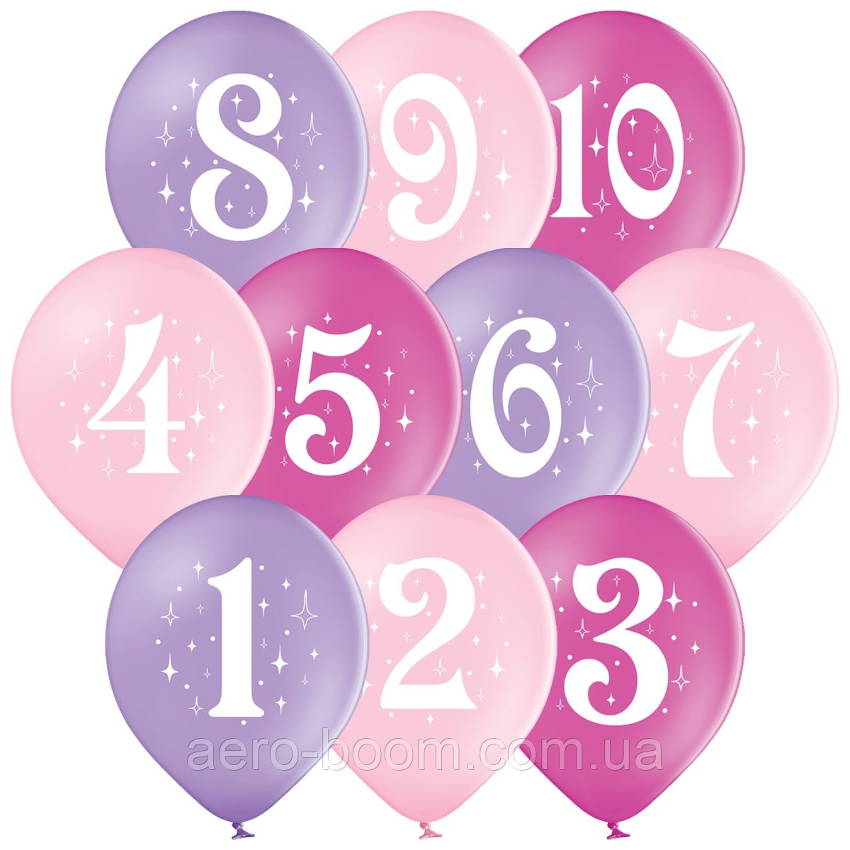 Латексна кулька BELBAL 12"(30 см) Цифри асорті (дівчинка), фото 1