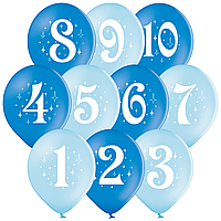 Латексна кулька BELBAL 12"(30 см) Цифри асорті (хлопчик) (50 шт.)