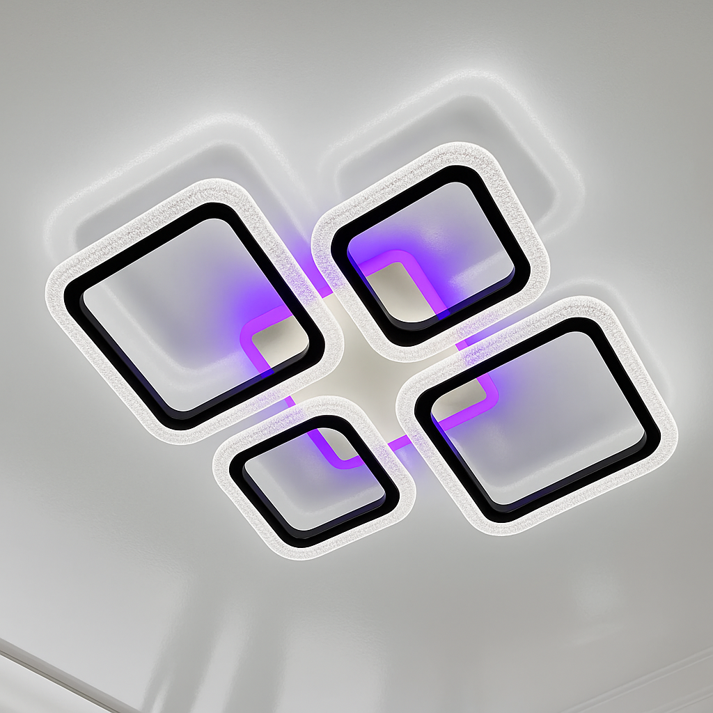 Люстра світлодіодна з пультом та підсвічуванням Vatan Light 96W до 20 м² колір Чорний 1179/2+2BK 3col, фото 1