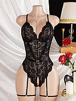 Боди с открытым доступом и пояском (р.XXL, черный)