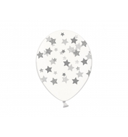 Латексна кулька BELBAL 12"(30 см) Зірки срібні на прозорому