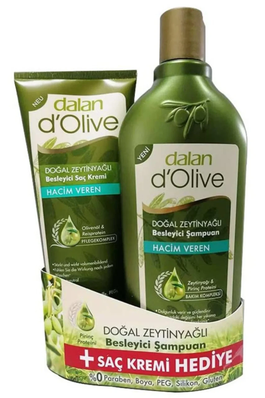 Натуральный турецький з оливковою олією Шампунь для об'єму Dalan 400 мл + кондиціонер для волосся 200 мл, фото 1