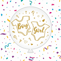 Латексна кулька Gemar 31"(80 см) (даблстаф) Boy or girl "Боді"