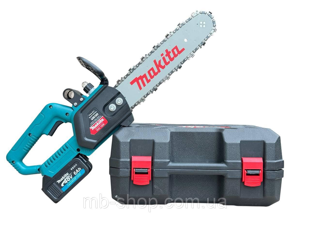 Акумуляторна ланцюгова пила Makita 48 В 6 А DUC 122 N, електропила з двома акумуляторами, фото 1