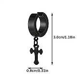 Сережки Spikes хрести з хрестиком із сталі чоловічі 1шт, фото 2