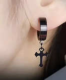 Сережки Spikes хрести з хрестиком із сталі чоловічі 1шт, фото 3